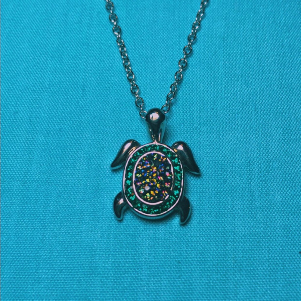 crystal sea turtle necklace